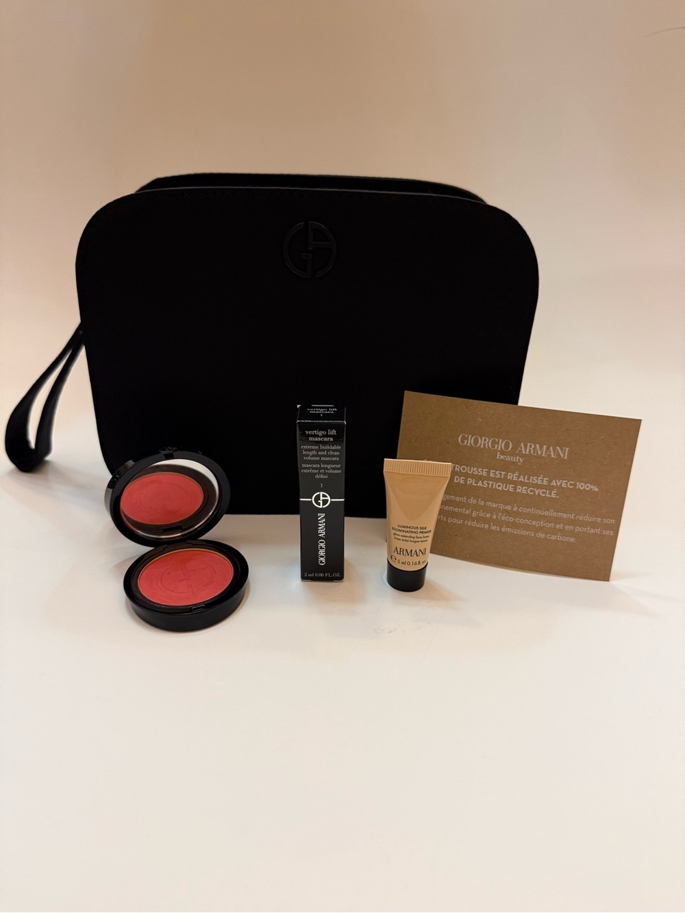 Giorgio Armani Women’s Makeup Set with Coral-Red Cream Blush